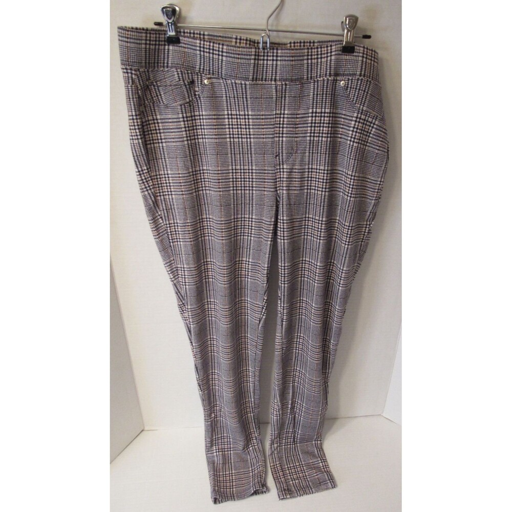 Seven7 Black/White/Brown Plaid Pull On Comfort Stretch Legging Womens Size XL